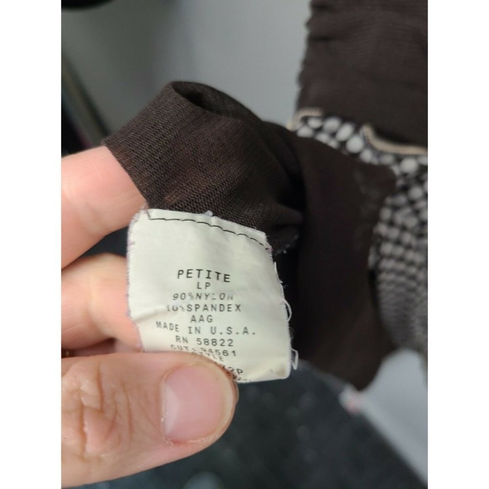 Studio M Brown Polka Dot Printed Top Blouse Sz LP - Picture 7 of 8